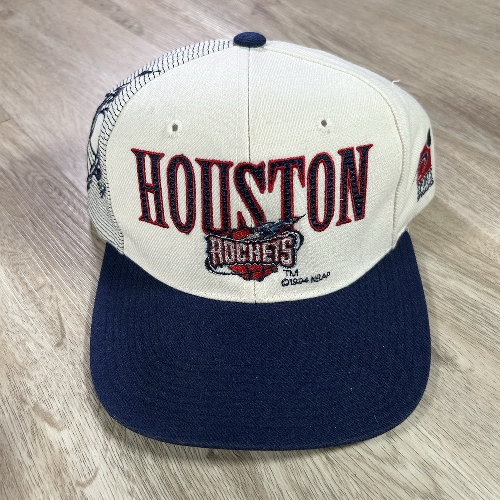VTG Sports Specialties Houston Rockets Laser Snapback Hat NBA White Blue Wool